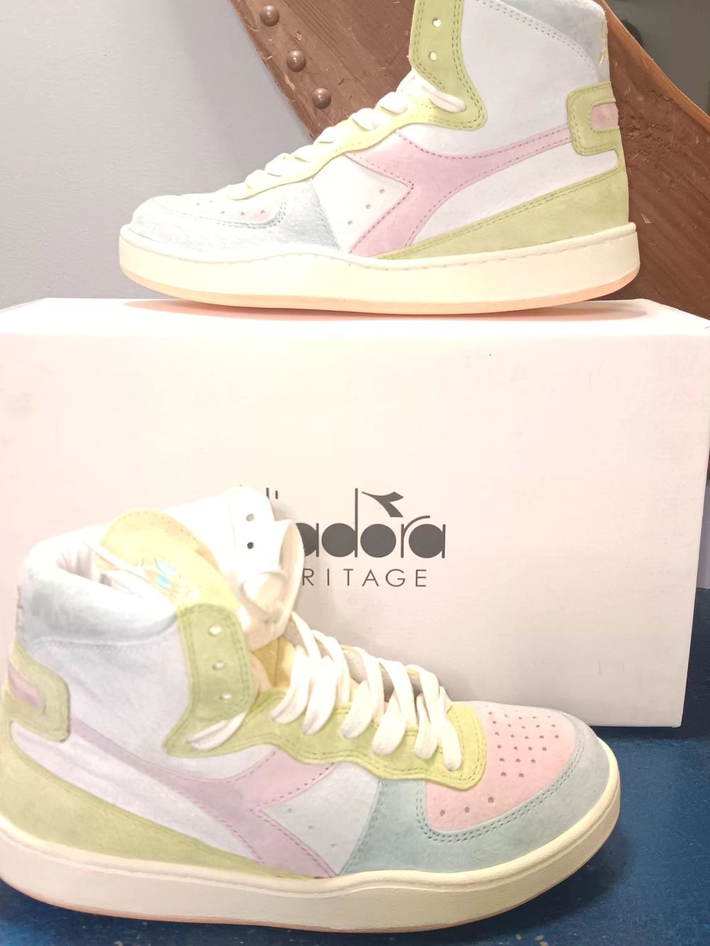 Diadora High-Top Pastel Suede Sneakers